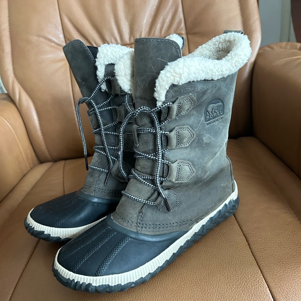 Sorel slouch duck boots charcoal gray 8 39 excellent - Picture 9 of 11